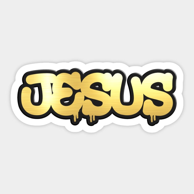 Shiny black and Gold JESUS word ver15 Sticker by Donperion